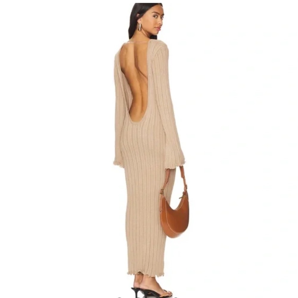 REVOLVE BAHA Elegant Tan Open-Back Knit Dress! Like new!